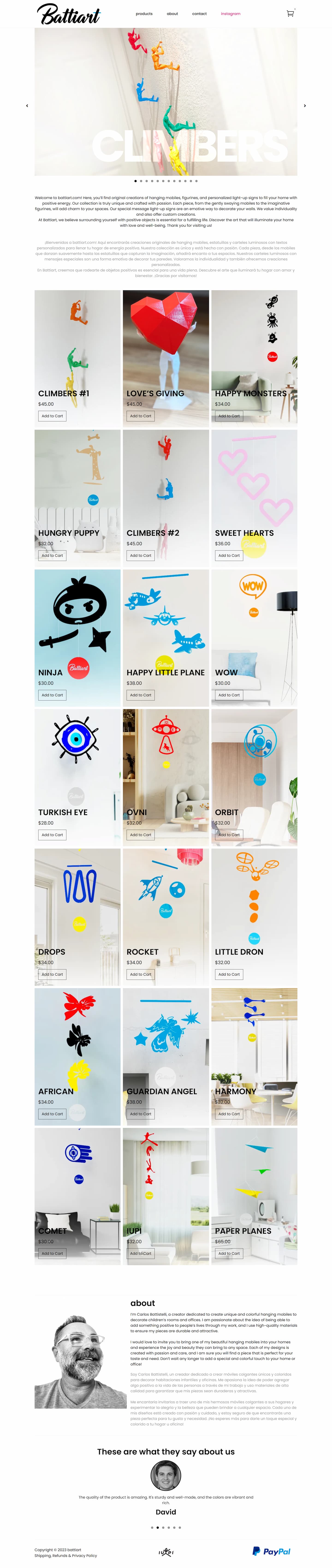 Captura de pantalla del sitio Battiart