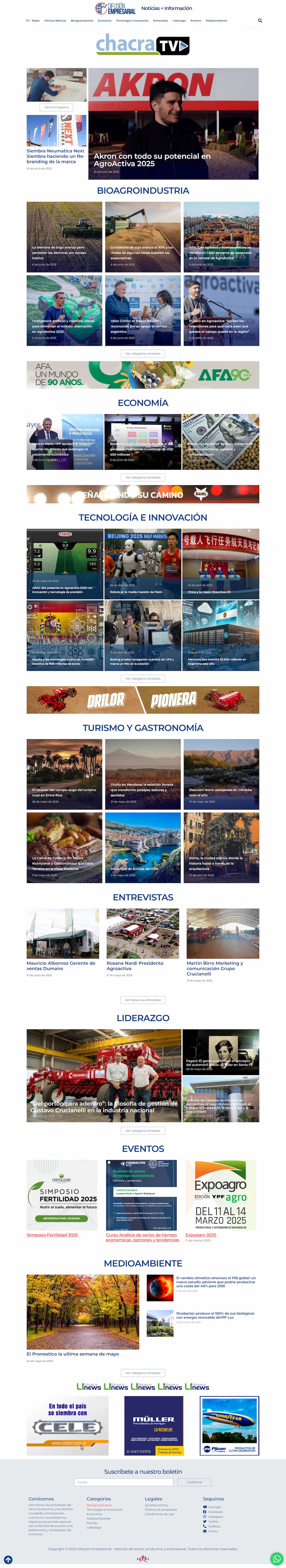 Captura de pantalla del sitio Difusión Empresarial