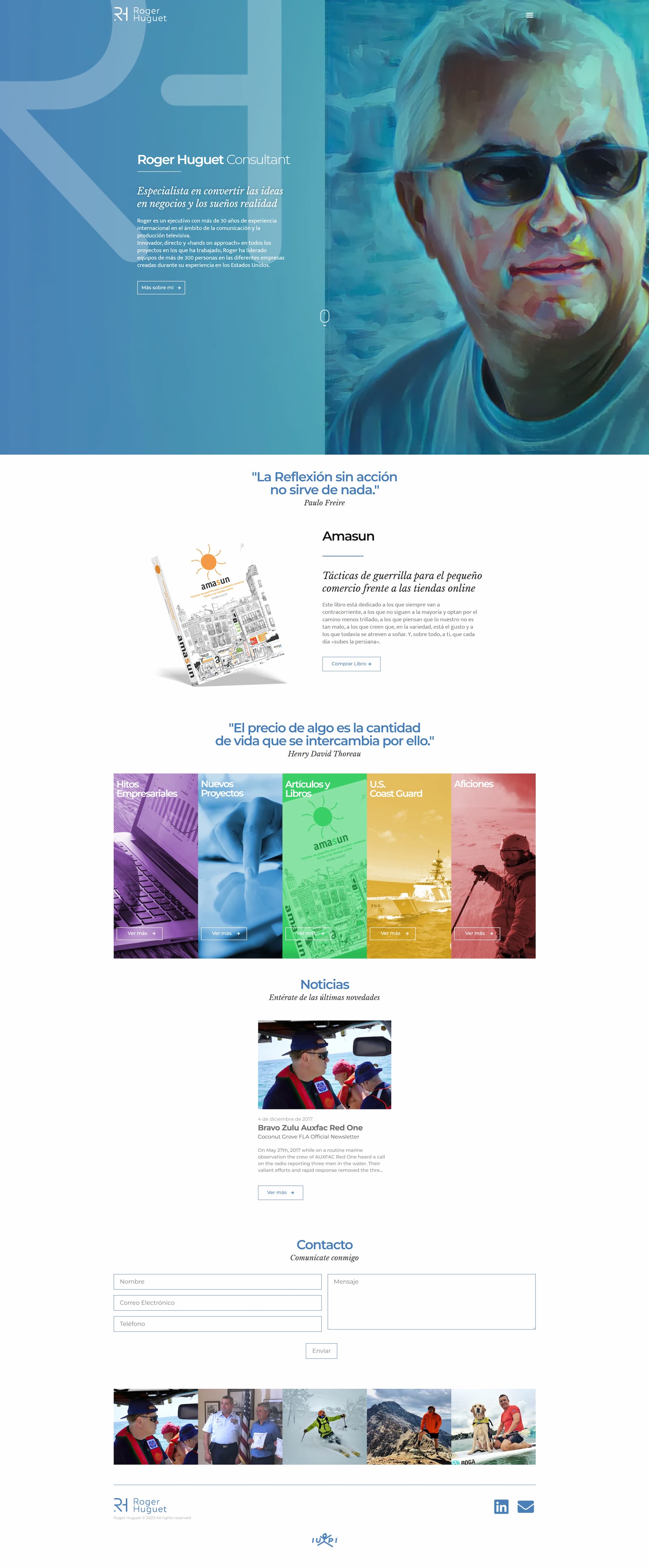 Captura de pantalla del sitio Roger Huguet